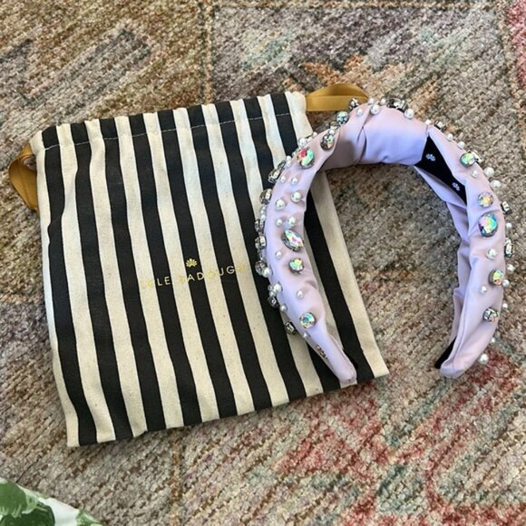 Stoney Clover Lane X Lele Sadoughi Pastel Purple Pearl and Gems Headband - Picture 7 of 7